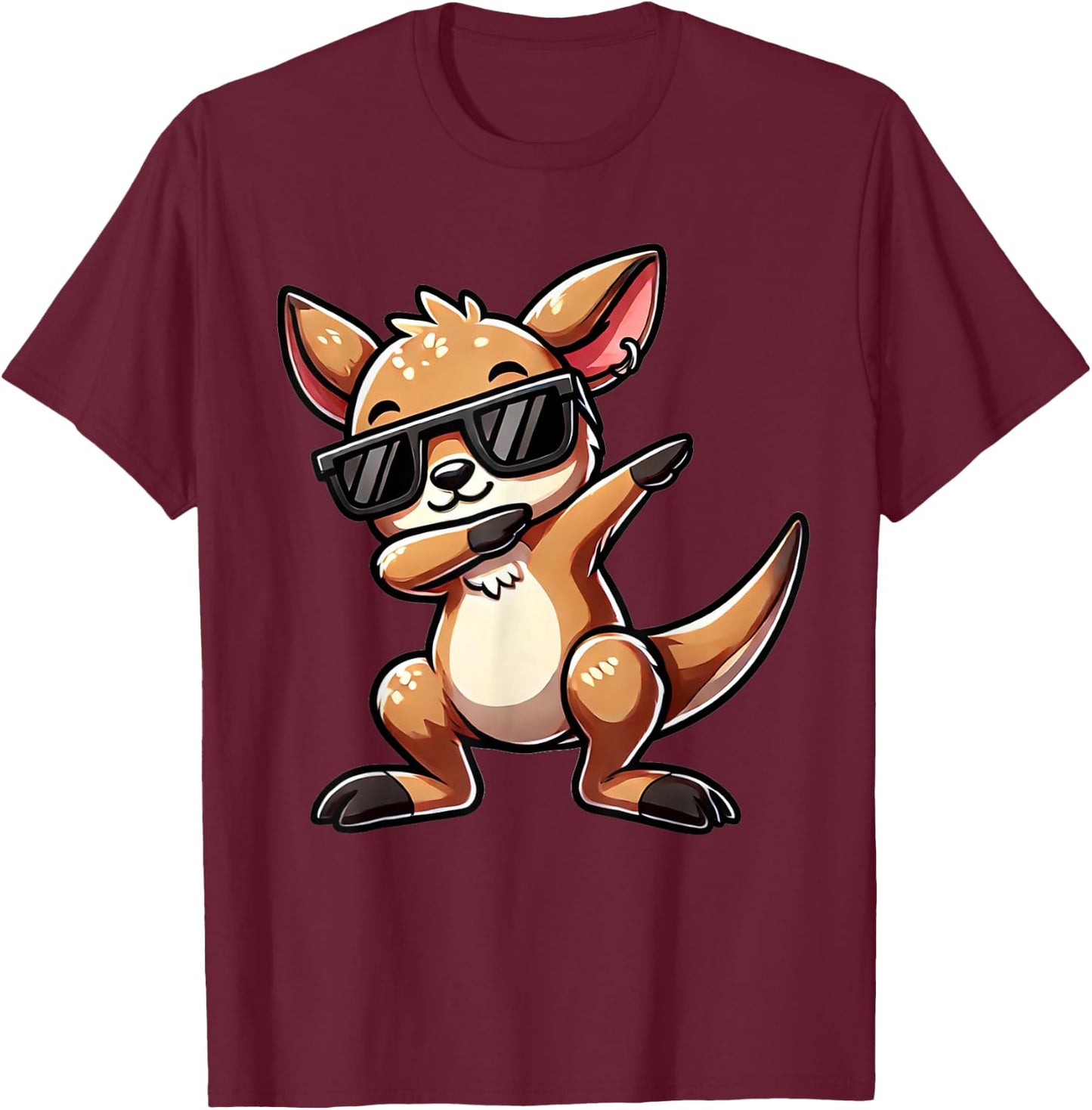 Dabbing Kangaroo Funny Kangaroo with Zoom Motif Kangaroo , black T-Shirt - T-Shirt | Maroon