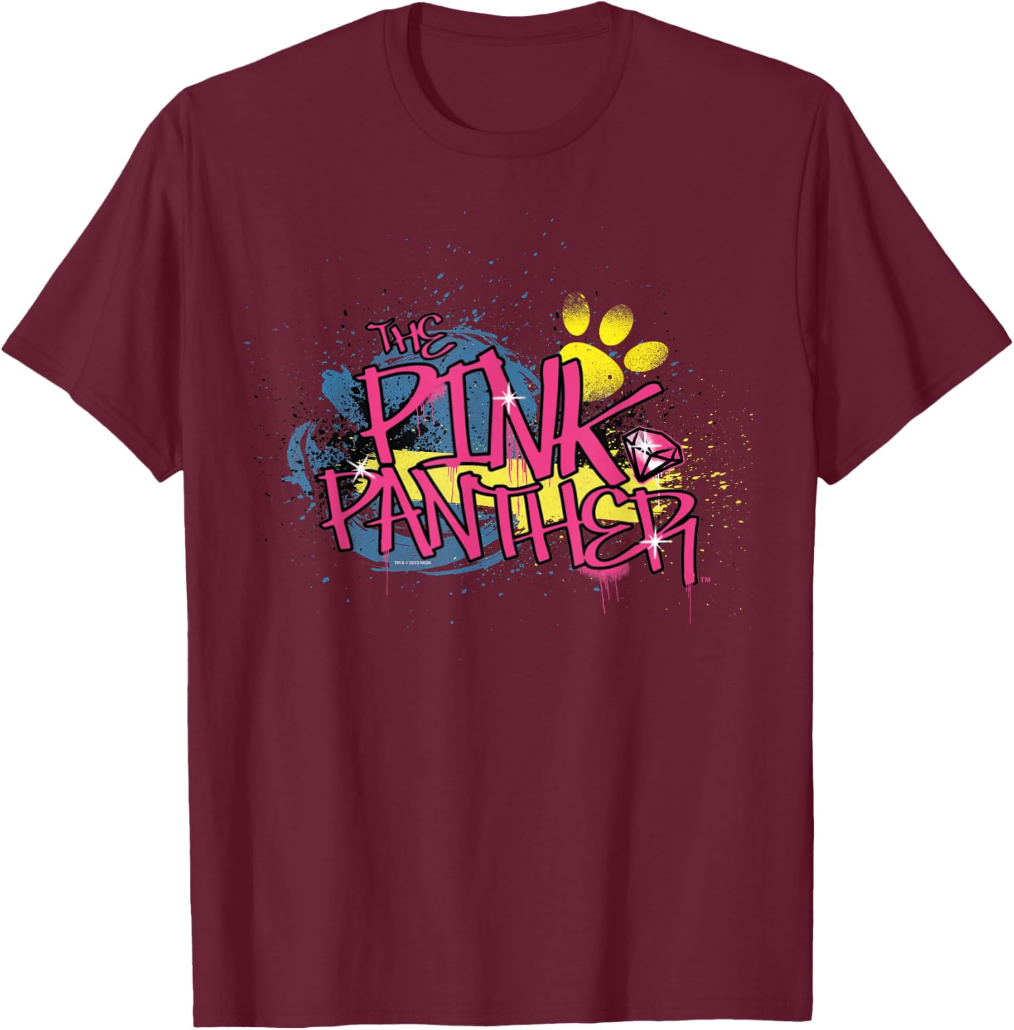 Pink Panther Graffiti Street Art Typography T-Shirt - T-Shirt | Maroon