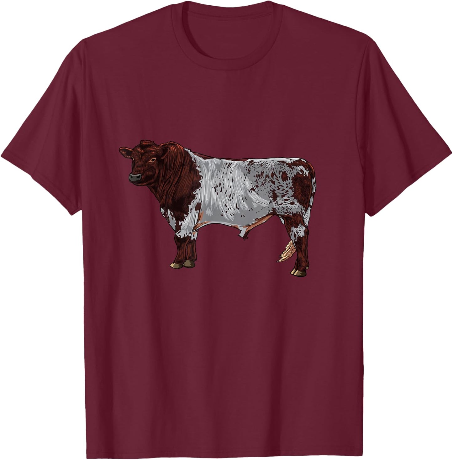 Drawing of a Shorthorn cattle T-Shirt - T-Shirt | Maroon