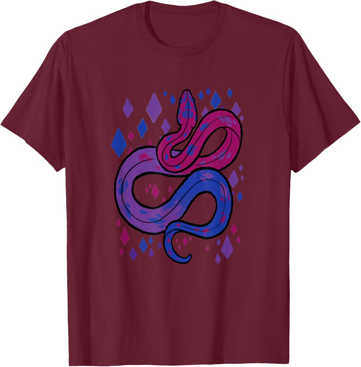 Bisexual Pride Flag Snake T-Shirt - T-Shirt | Maroon