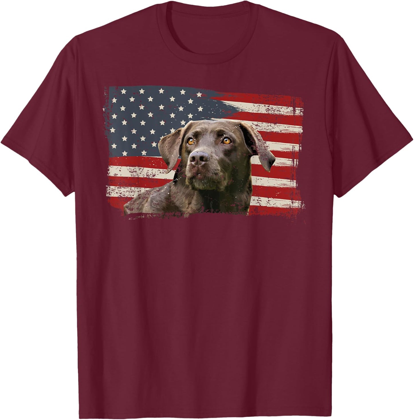 Patriotic USA Flag Black Labrador Gift Lab Owners Men T-Shirt - T-Shirt | Maroon