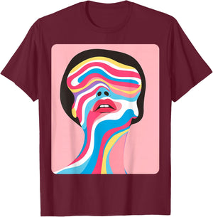 Pop Art Colorful Feminine T-Shirt - T-Shirt | Maroon