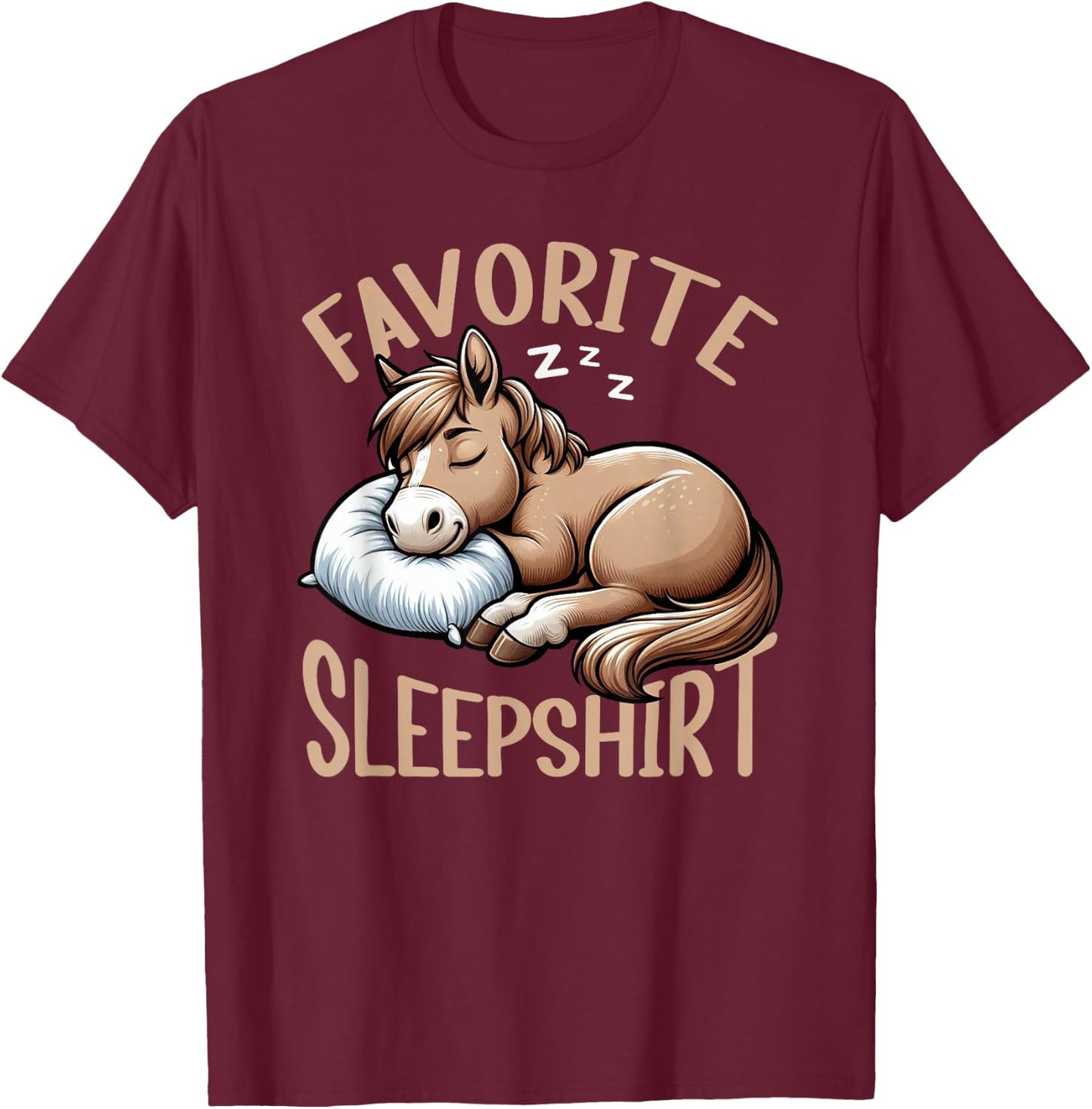Official Horse Nap Pyjamas , Black, S T-Shirt - T-Shirt | Maroon