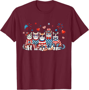 250 Years 1776 2026 250th Anniversary Cat 4th of July T-Shirt - T-Shirt | Maroon