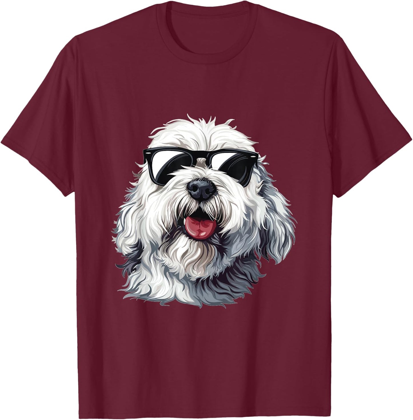 Old English Sheepdog Sunglasses Dog Breed Graphic Women Girls Kids T-Shirt - T-Shirt | Maroon