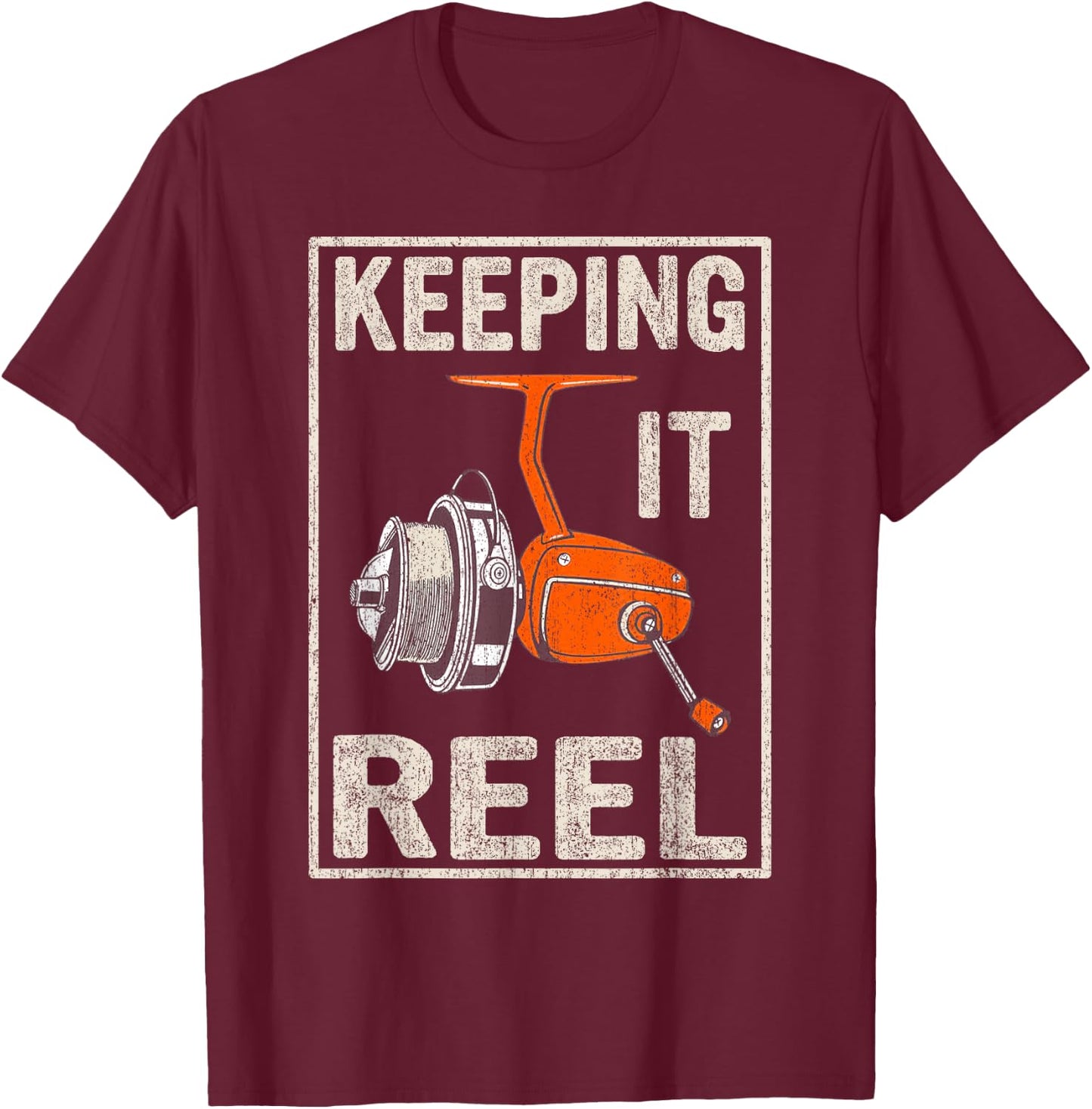 Keeping It Reel - Fishing T-Shirt - T-Shirt | Maroon