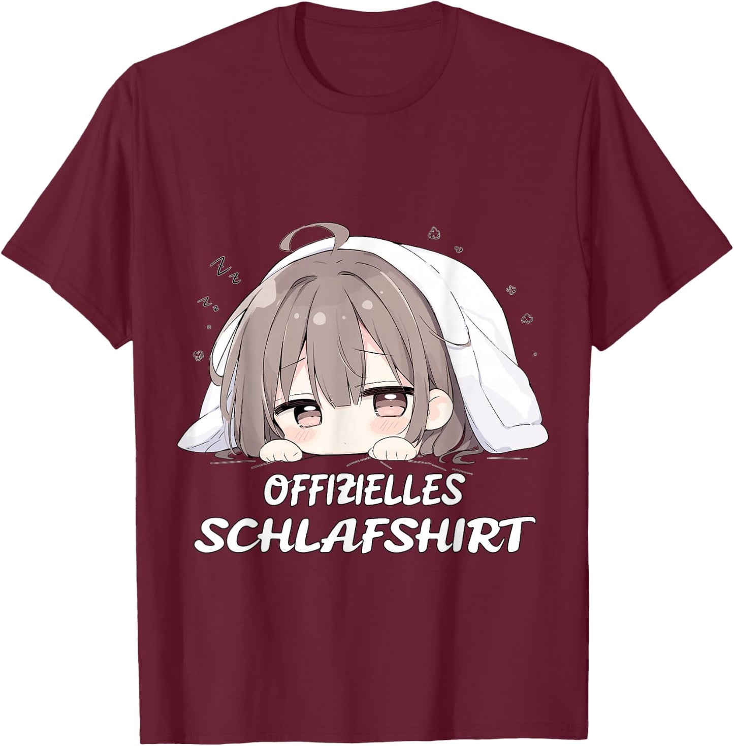Offizielles Anime Schlafshirt, Kawaii Manga Pyjama Nachthemd T-Shirt - T-Shirt | Maroon