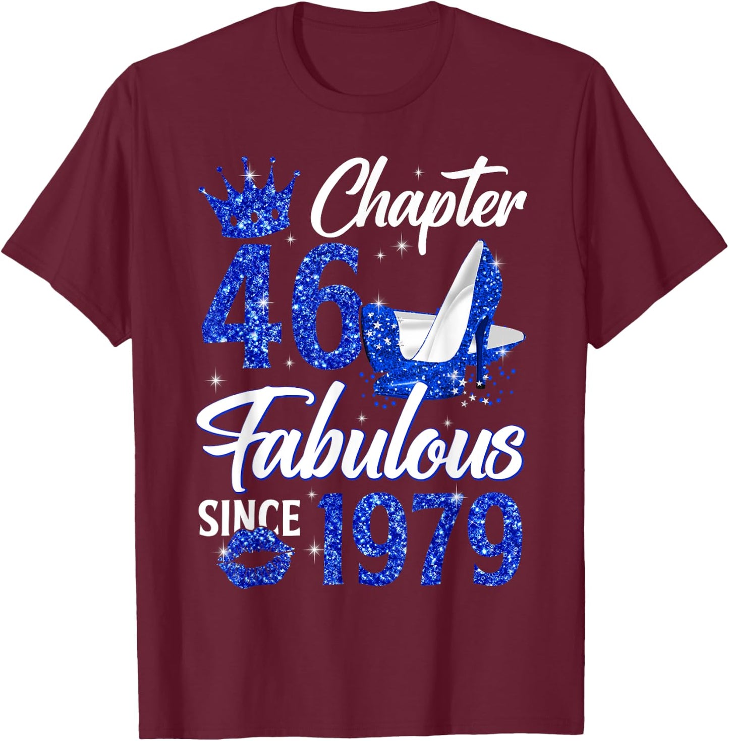 Chapter 46 Fabulous Since 1979 46th Leopard Birthday Queen T-Shirt - T-Shirt | Maroon