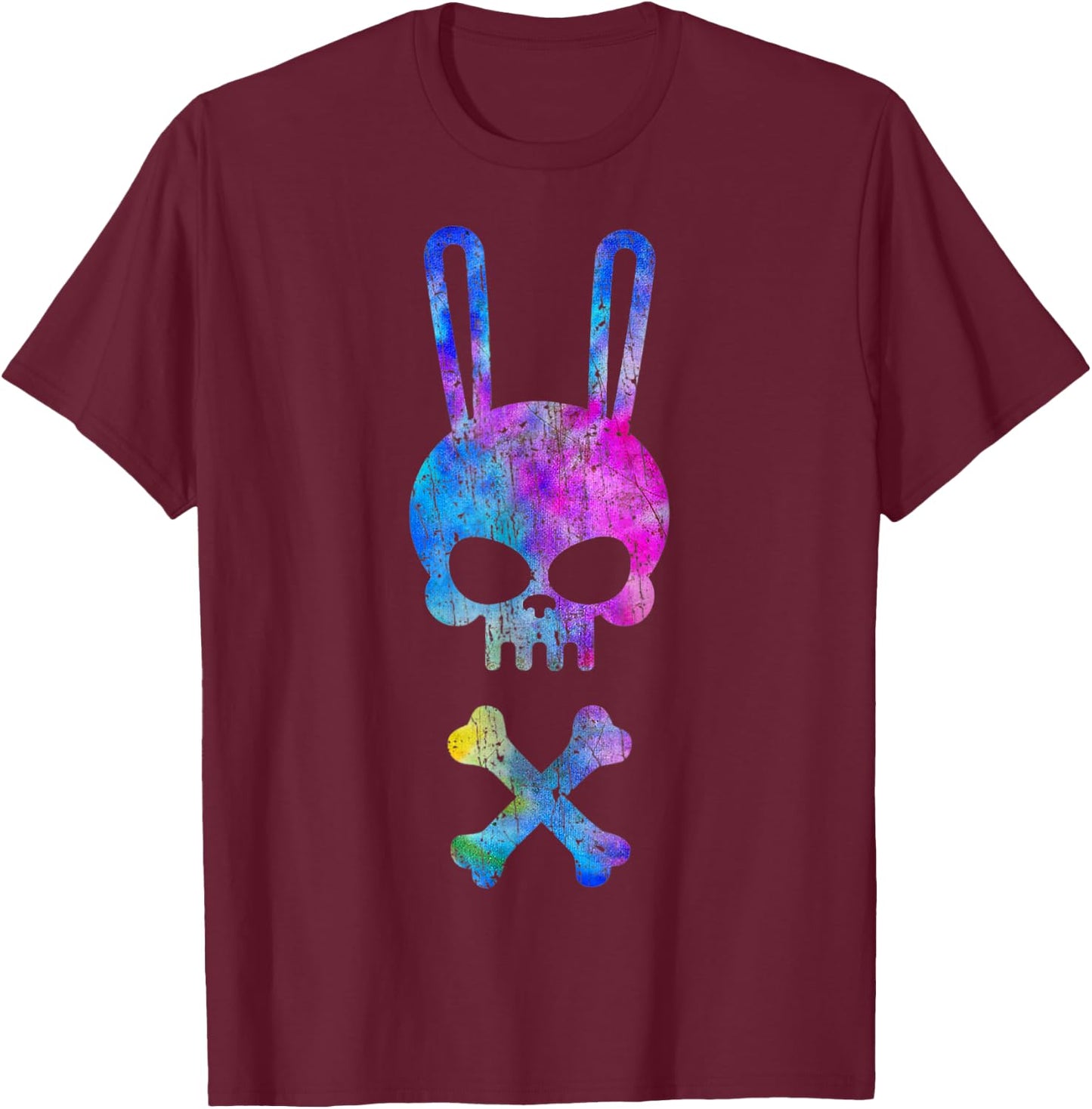 Bunny Skull Danger Rabit T-Shirt - T-Shirt | Maroon