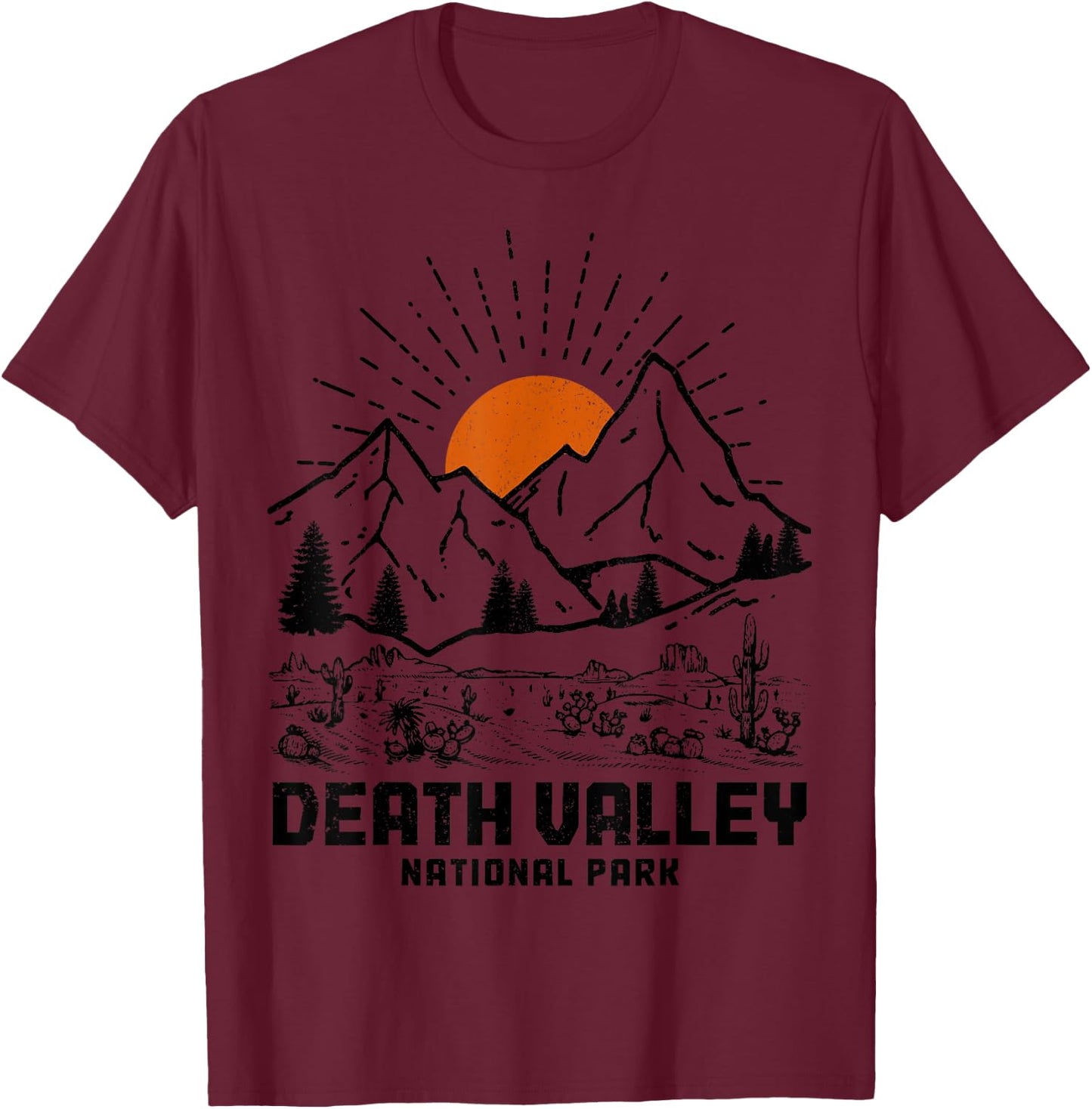Death Valley, California, Nevada, National Park, Mountains T-Shirt - T-Shirt | Maroon