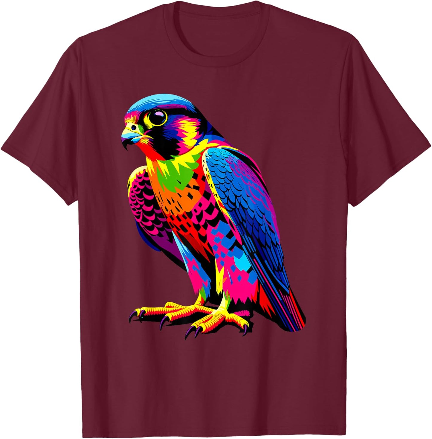 Colorful Pop Art Peregrine Falcon Peregrines T-Shirt - T-Shirt | Maroon