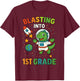 Blasting Into 1st Grade Dinosaur Astronaut Back To School T-Shirt - T-Shirt | Maroon