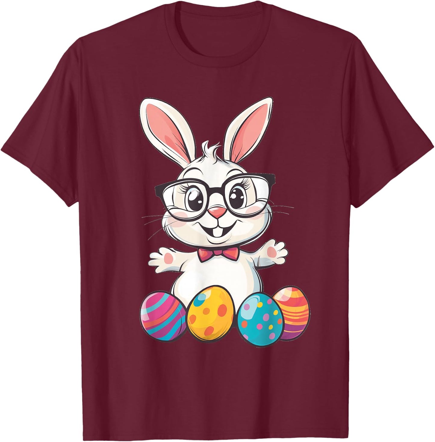 Easter Bunny Rabbit Graphic T-Shirt - T-Shirt | Maroon