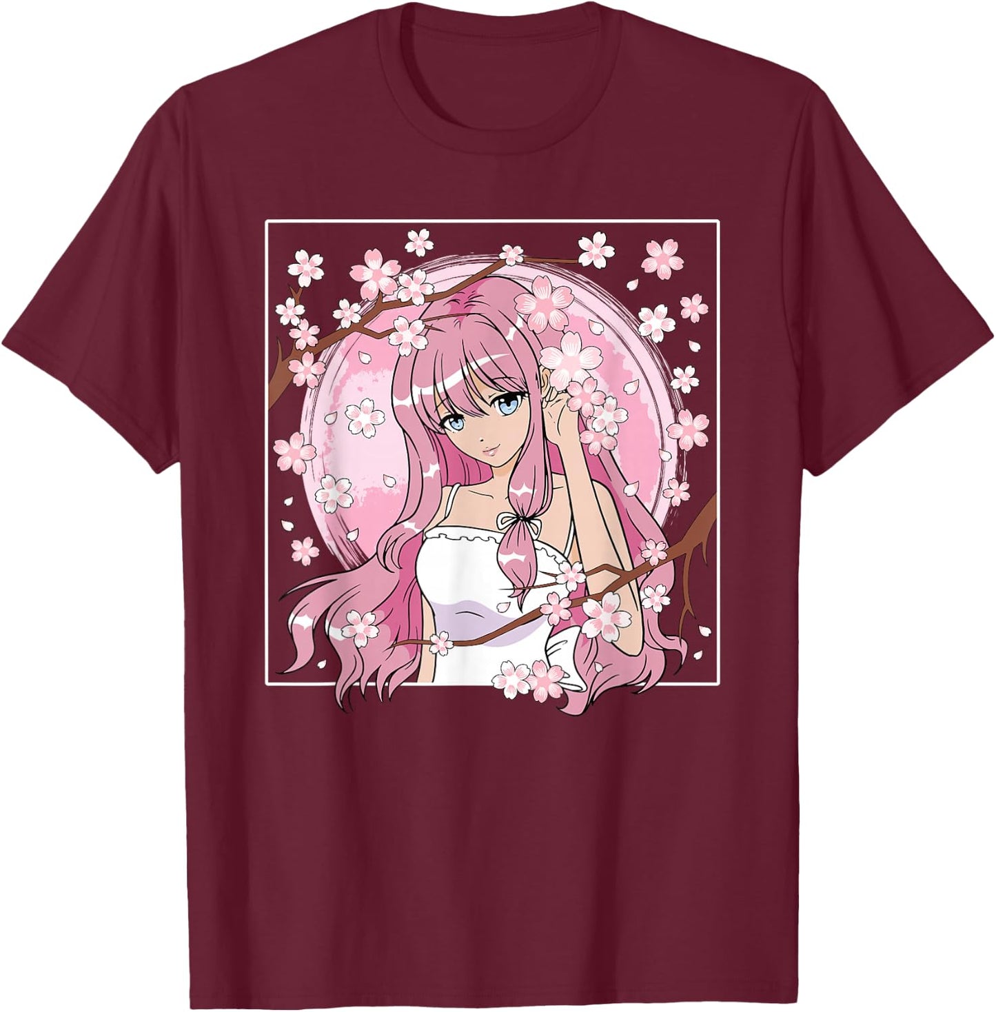 Japanisches Anime Mädchen Otaku Kirschblüte Sakura Damen T-Shirt - T-Shirt | Maroon