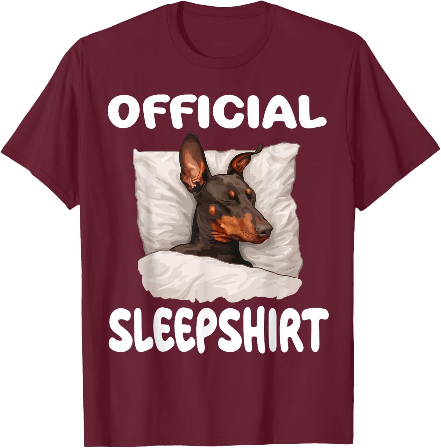 Doberman Pinscher Dog Official Sleepshirt Pajamas Nightgown T-Shirt - T-Shirt | Maroon