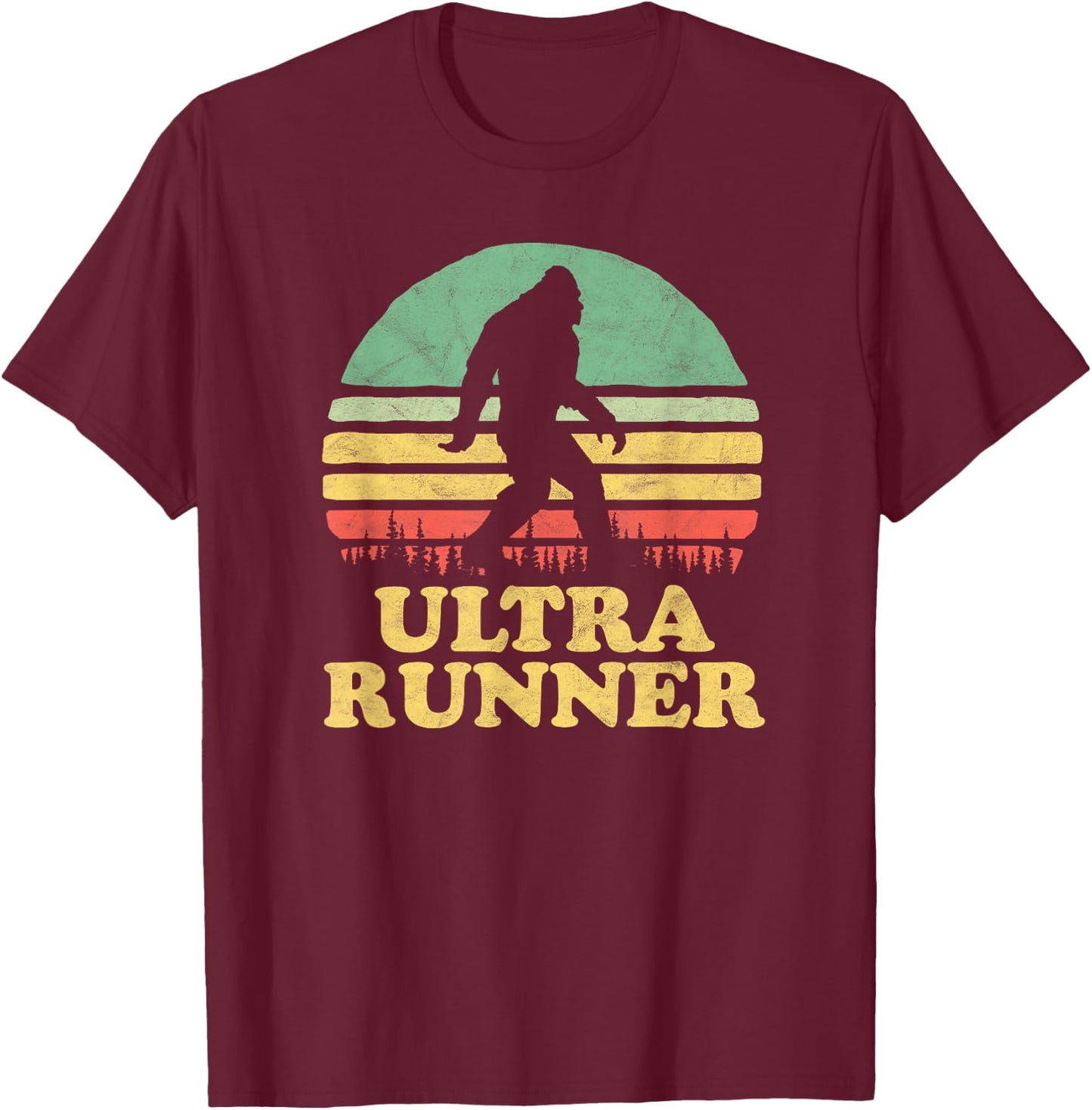 Bigfoot Ultra Runner Vintage Trail Marathon T-Shirt - T-Shirt | Maroon