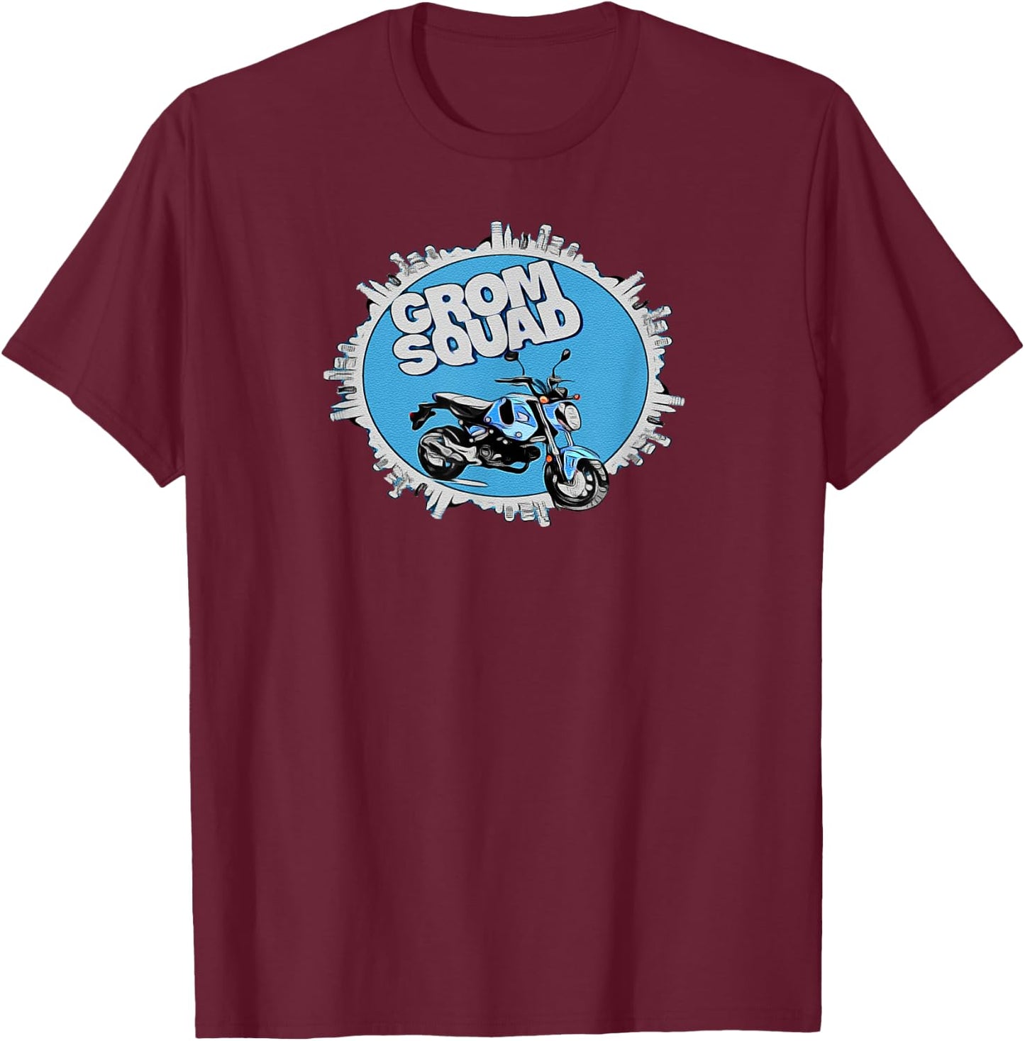 Blue 2022 Grom Squad - Motorcycle - Scooter - Bike T-Shirt - T-Shirt | Maroon