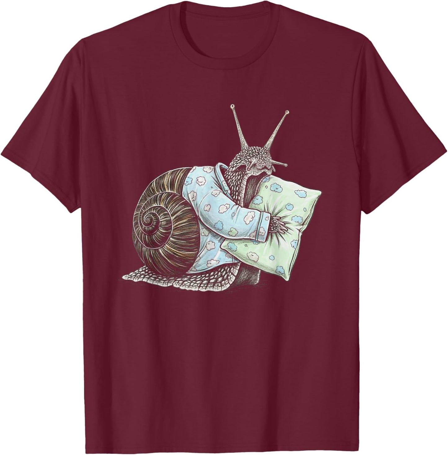 Funny Sleepy Snail Pajama Women Men Kids Boys And Girls T-Shirt - T-Shirt | Maroon