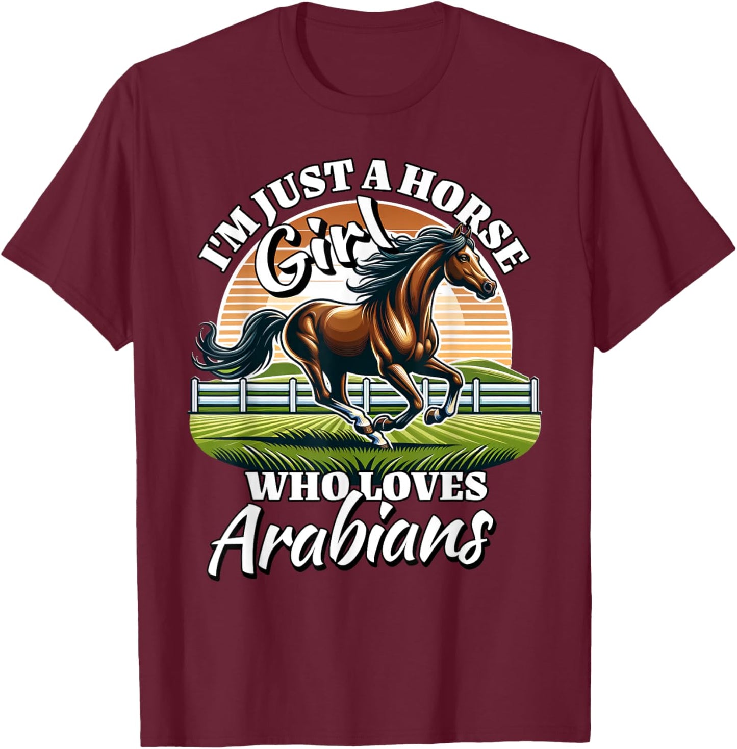 Arabian Girl Horse Arabian T-Shirt - T-Shirt | Maroon
