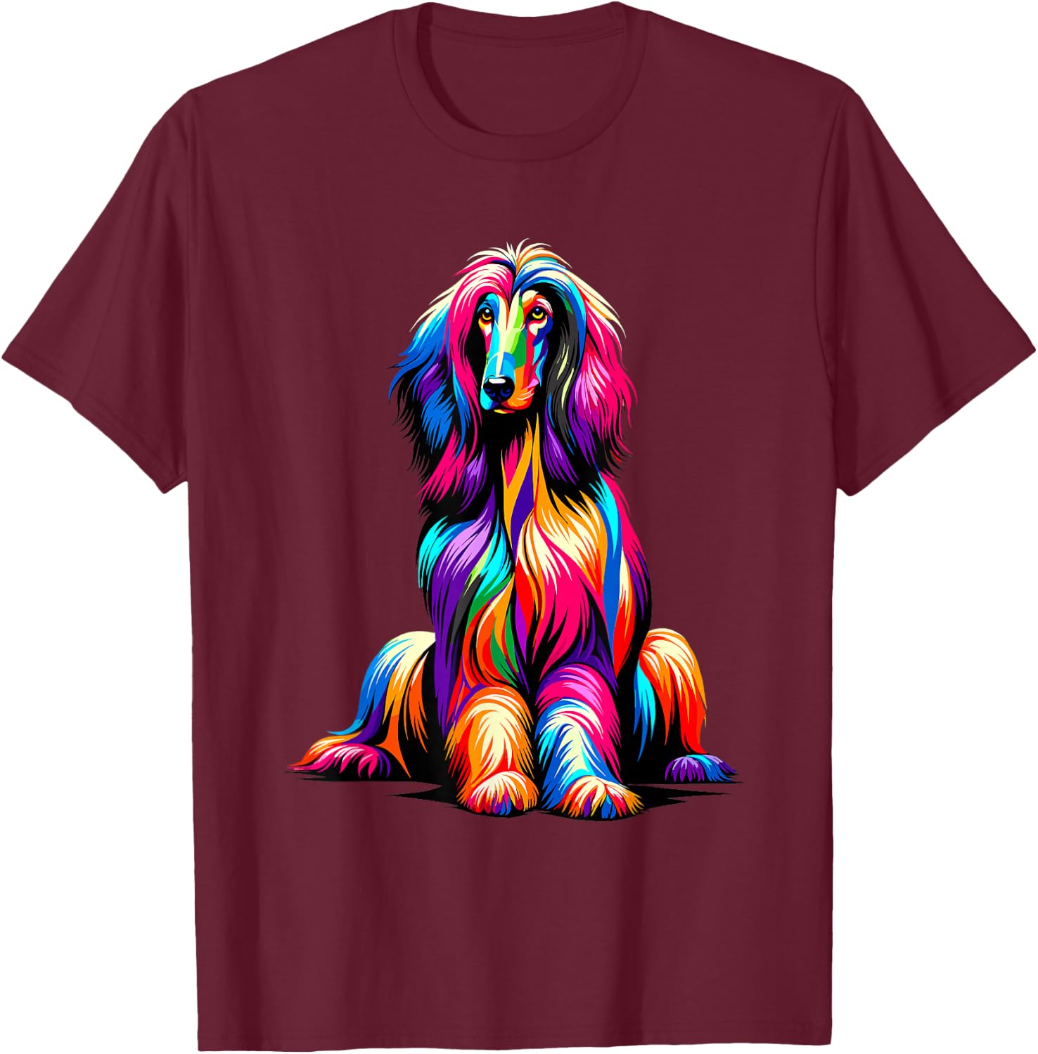 Afghan Hound Dog T-Shirt - T-Shirt | Maroon
