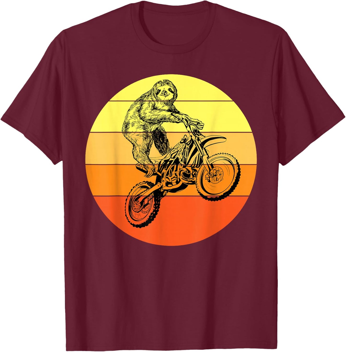 Cool sloth riding Motocross Dirt Bike Enduro Motorcycle T-Shirt - T-Shirt | Maroon