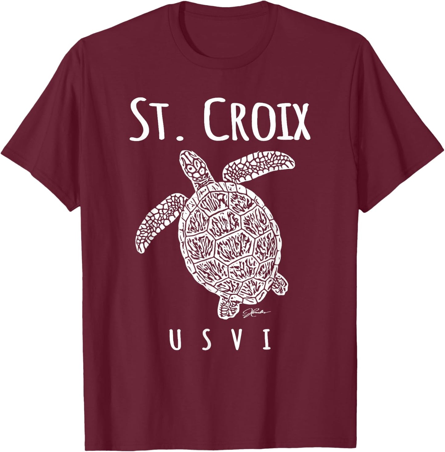 JCombs: St. Croix, USVI, Sea Turtle, Beach T-Shirt - T-Shirt | Maroon