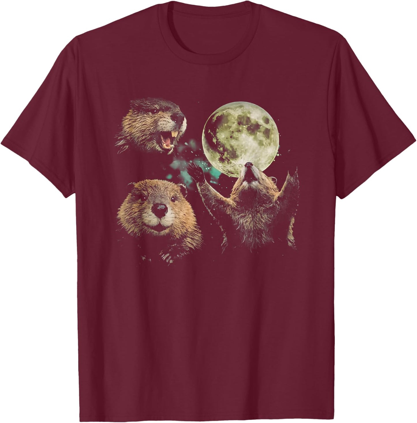 Beaver Moon Vintage Graphic T-Shirt - T-Shirt | Maroon