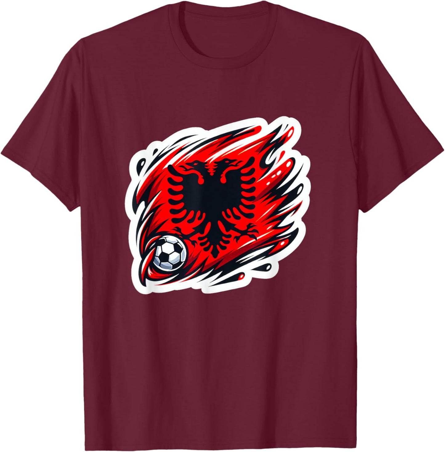 Leistungsstarke patriotische albanische Flagge Albanien Fan T-Shirt - T-Shirt | Maroon