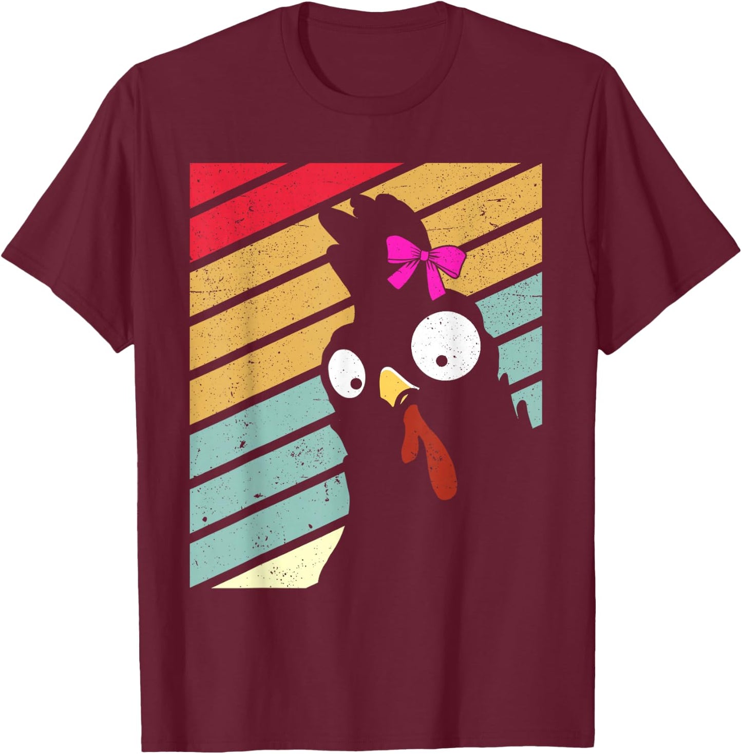 Funny Chicken Women Retro Chicken Farmer Girls T-Shirt - T-Shirt | Maroon