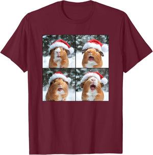 Guinea Pig With Santa Hat Christmas Guinea Pig Lover T-Shirt - T-Shirt | Maroon