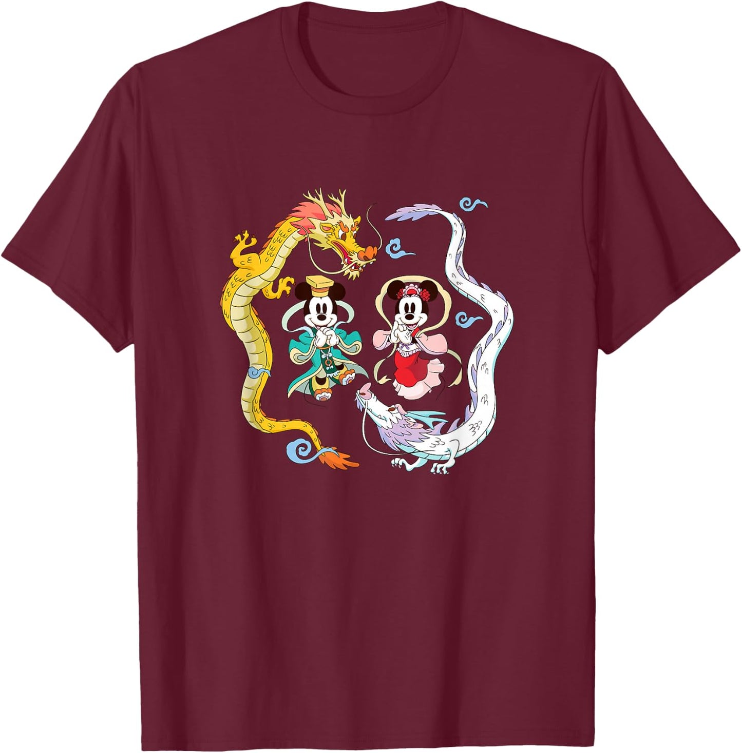Disney Mickey and Friends Chinese New Years Mickey & Minnie T-Shirt - T-Shirt | Maroon