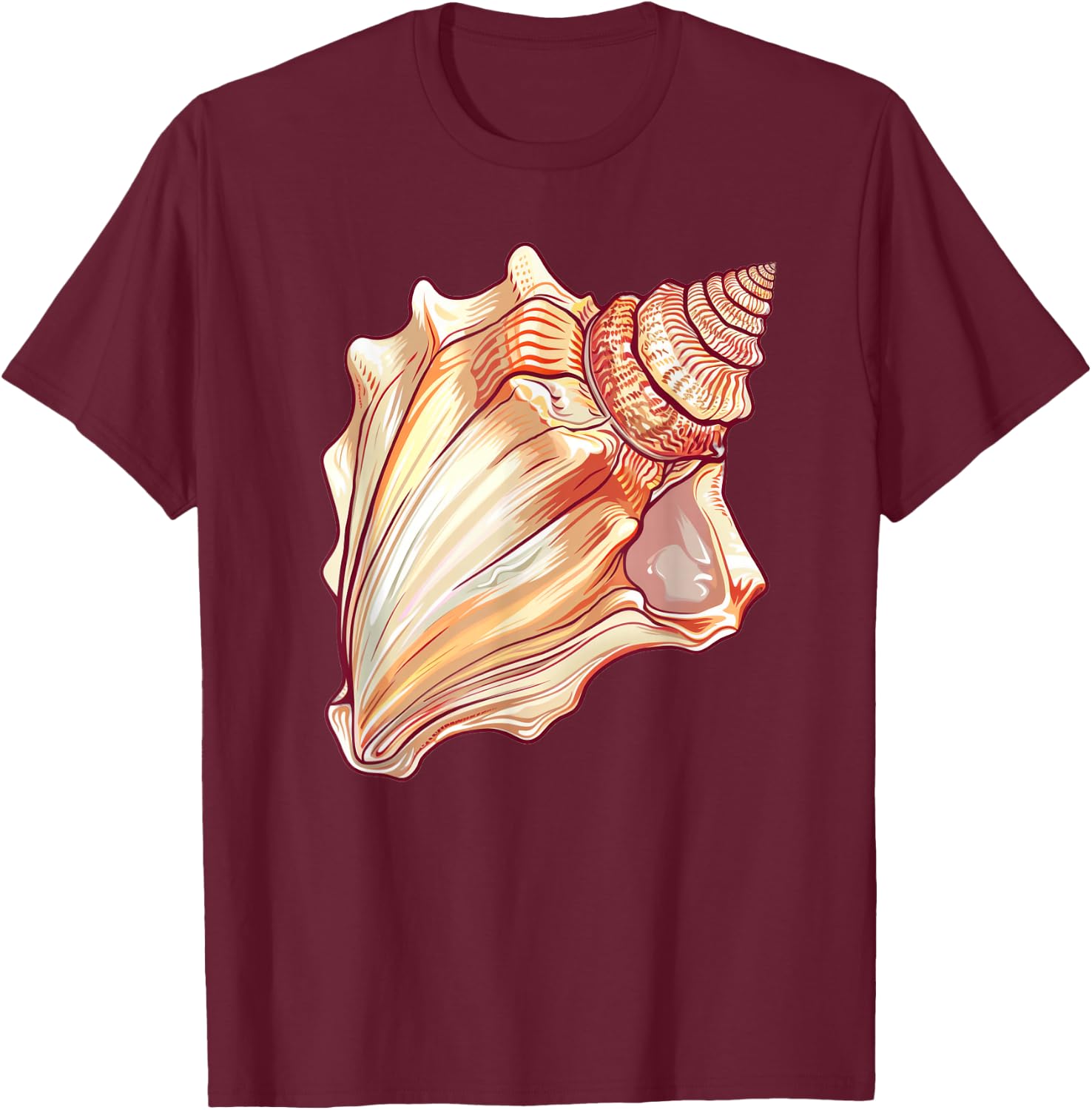 Conch Shell Retro T-Shirt - T-Shirt | Maroon