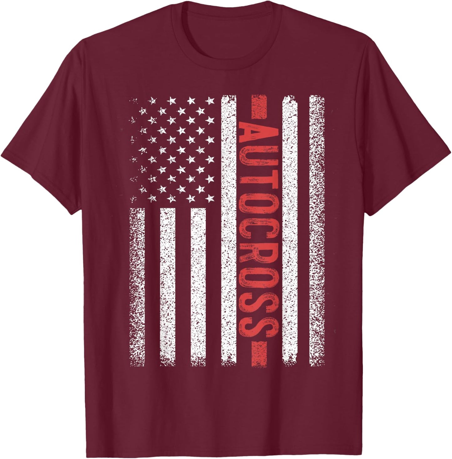 Autocross American Flag 4th of July Solo Auto-x T-Shirt - T-Shirt | Maroon
