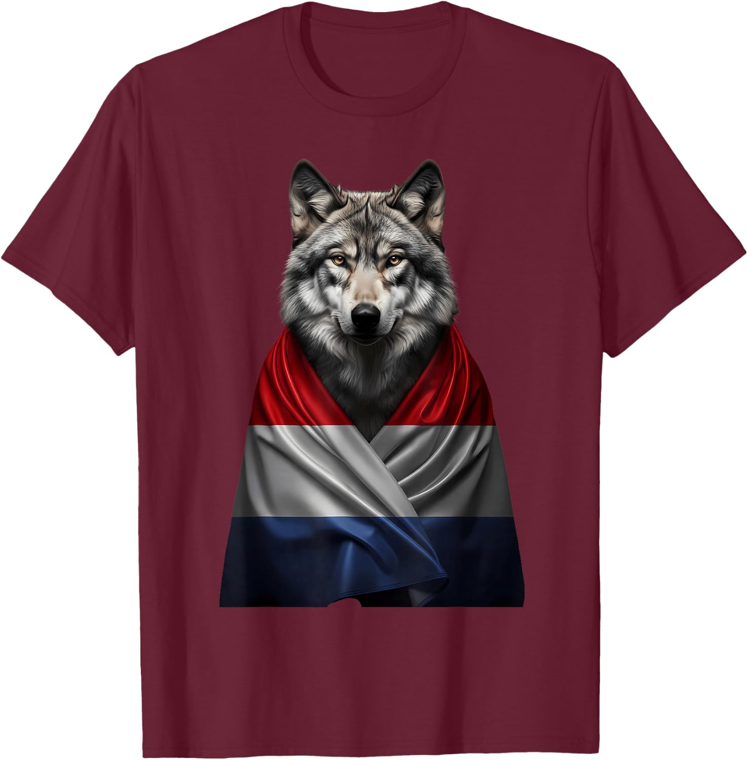 Netherlands Flag Wolf Dutch Roots Nederland T-Shirt - T-Shirt | Maroon