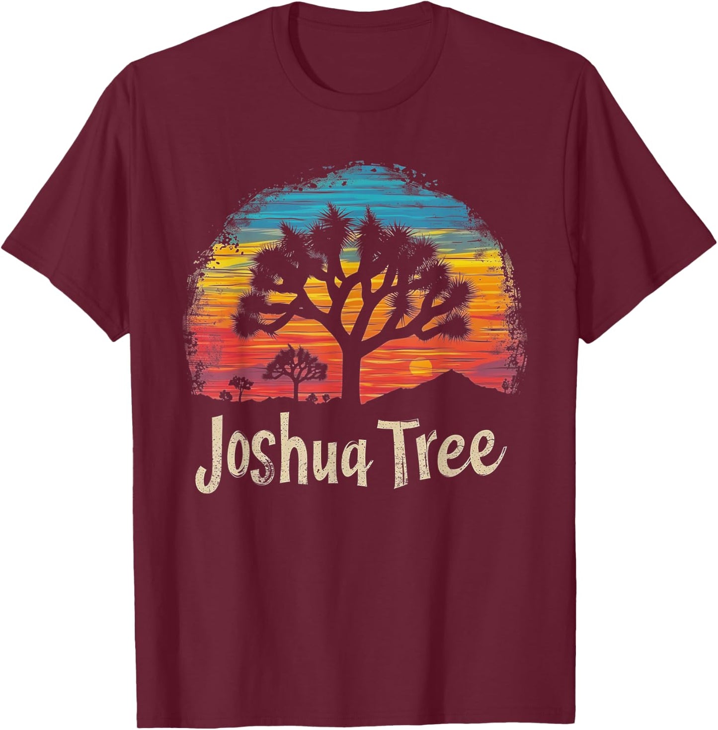 Joshua Tree - US National Park Vintage Men Women Kids Retro T-Shirt - T-Shirt | Maroon