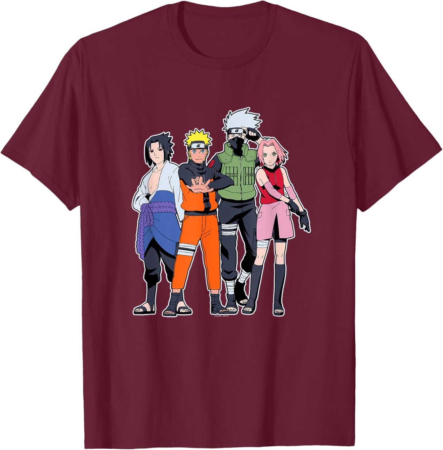 Naruto Shippuden Team 7 Group Anime T-Shirt - T-Shirt | Maroon