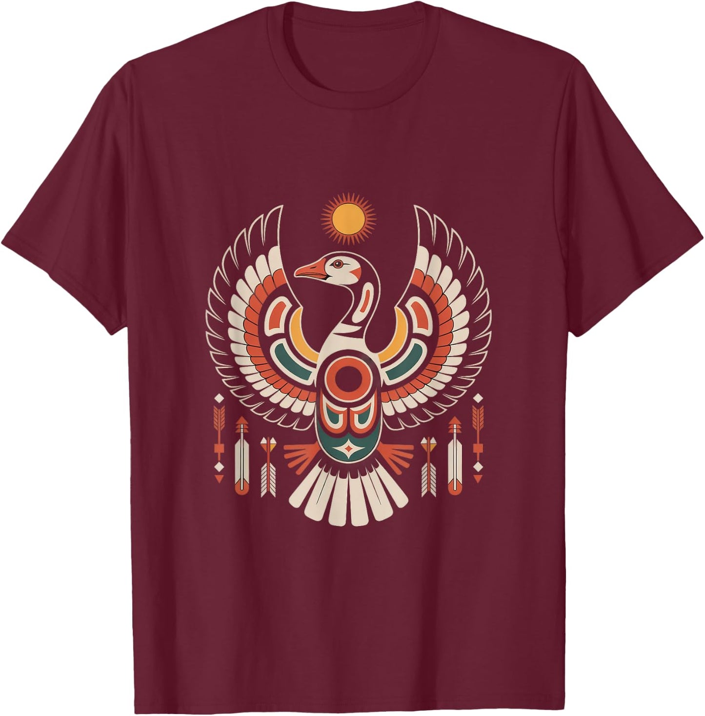 Goose Indigenous Indian Tribal Art Native American T-Shirt - T-Shirt | Maroon