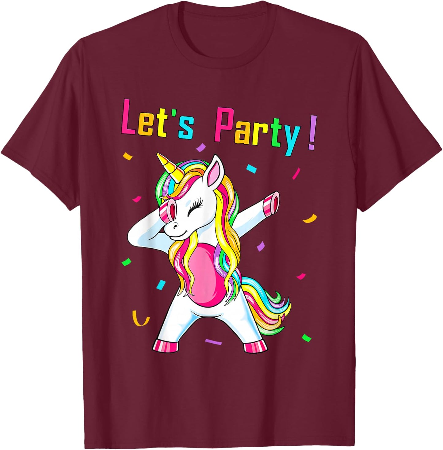 Unicorn Lets Party Outfit Women's Girls Dancing Unicorn , black T-Shirt - T-Shirt | Maroon