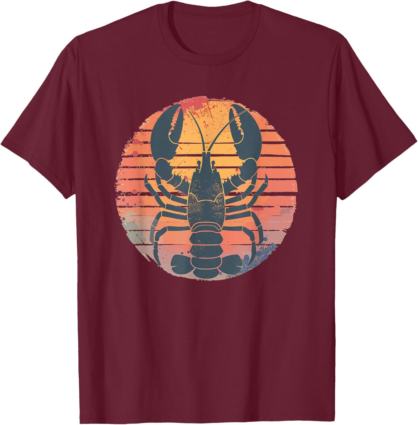 Retro Sunset Lobster T-Shirt - T-Shirt | Maroon