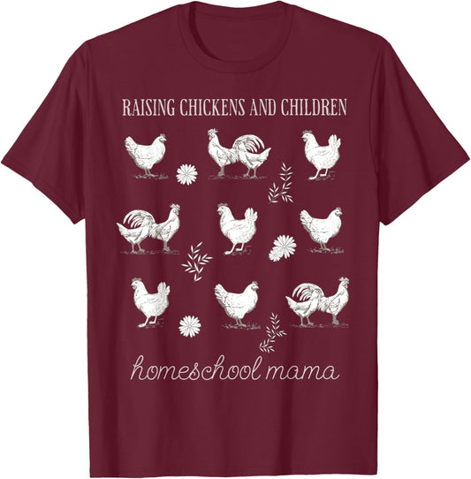 Boho Homeschool Chicken Homestead Mama Chicken Mama Farm T-Shirt - T-Shirt | Maroon