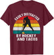 Easily Distracted by Hockey And Tacos T-Shirt - T-Shirt | Maroon