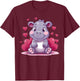 Cute Hippo with Hearts I Kids Hippo T-Shirt - T-Shirt | Maroon