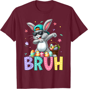Bruh Meme Easter Day Dabbing Bunny Easter Bruh Boys Kids T-Shirt - T-Shirt | Maroon