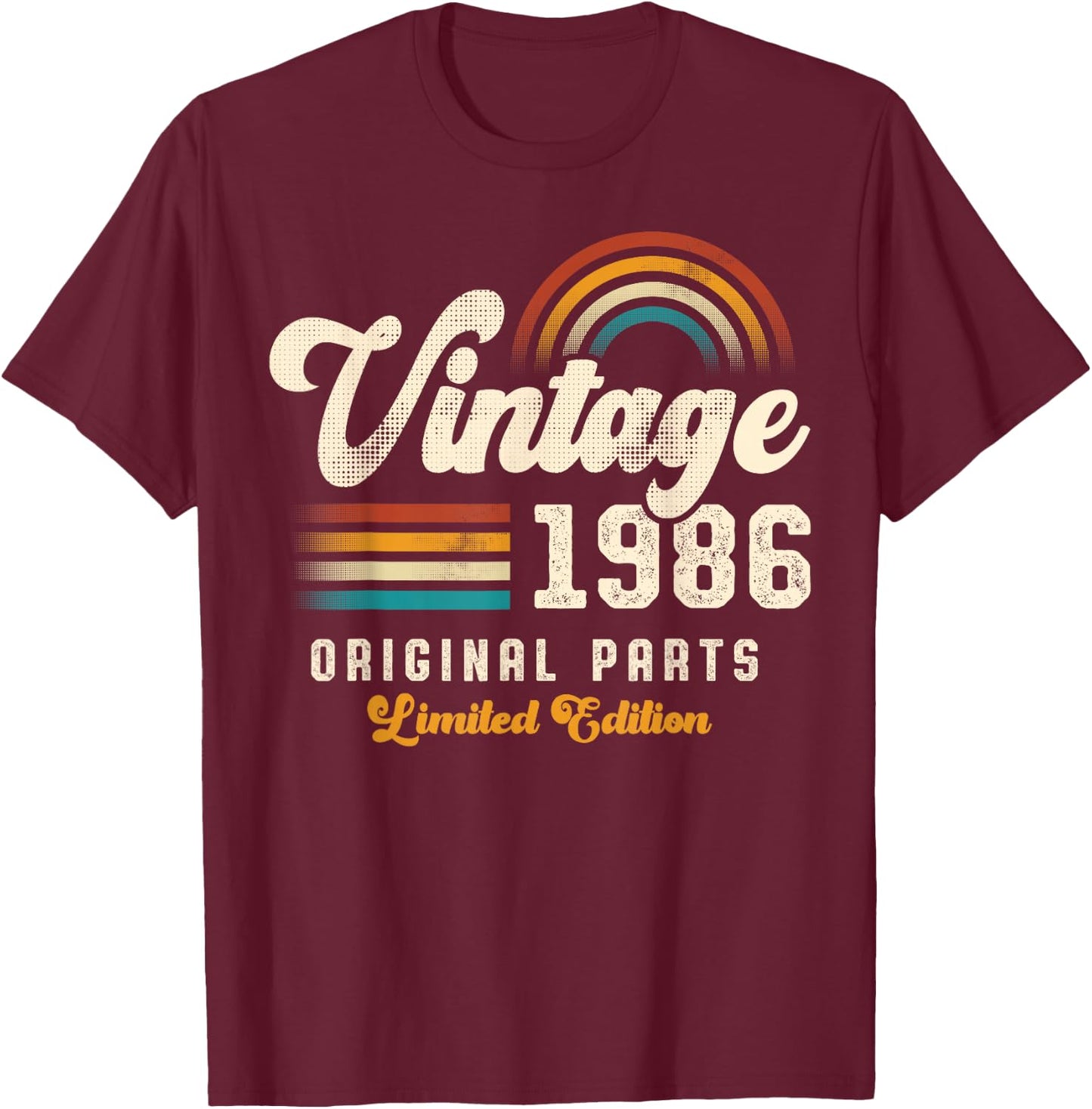 Vintage 1986 Original Parts 39th Anniversary Retro T-Shirt - T-Shirt | Maroon