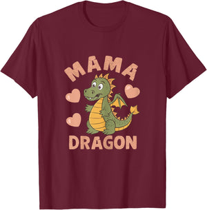 Mama Dragon Matching Family Mom Mother T-Shirt - T-Shirt | Maroon