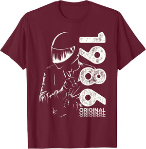 38th Birthday Man Motorcycle Biker Biker 1986 , Black, S T-Shirt - T-Shirt | Maroon