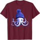 Cephalopod Octopus Lover Chilling Purple Cap Novelty Apparel T-Shirt - T-Shirt | Maroon