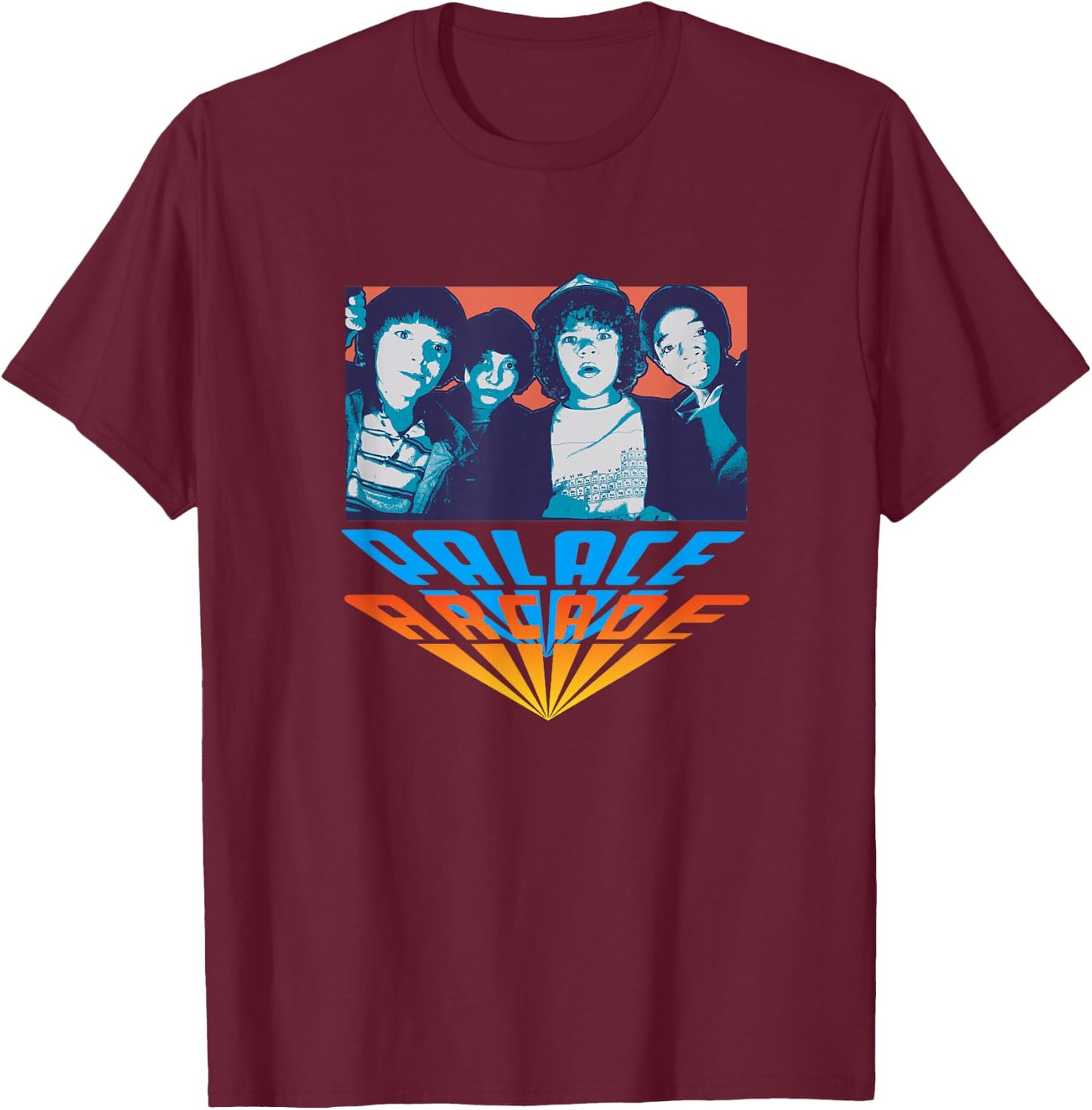 Stranger Things Vintage Retro Palace Arcade Gradient Group T-Shirt - T-Shirt | Maroon