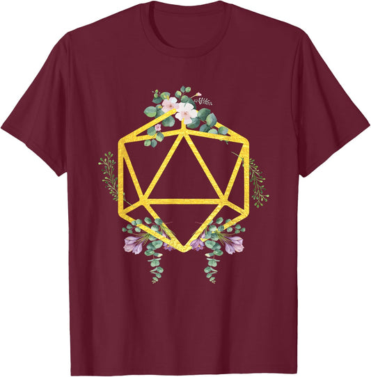 D20 Gaming Dice Game Set Polyhedral Board Gamers Gift T-Shirt - T-Shirt | Maroon