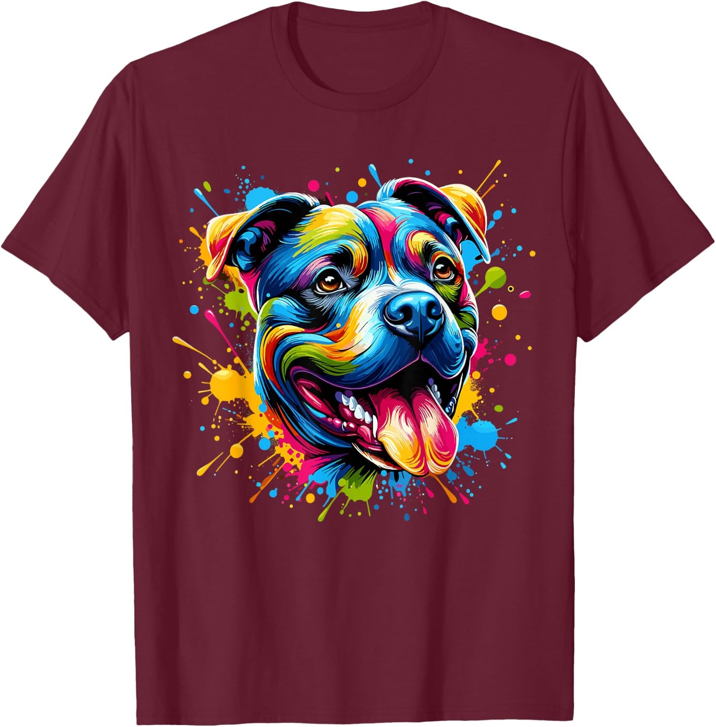 Pit Bull Dog Lover Colorful Pitbull T-Shirt - T-Shirt | Maroon